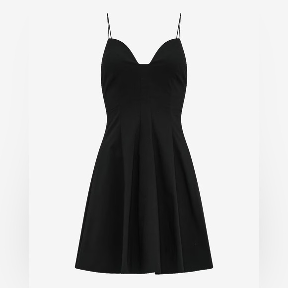 Express Black Spaghetti Strap Fit & Flare Poplin Dress - Picture 4 of 7